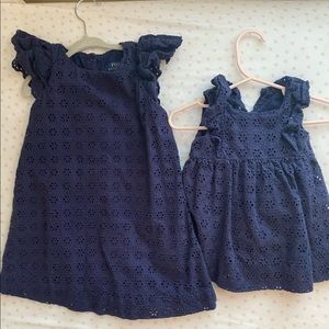 Matching Ralph Lauren Navy Eyelet Dresses